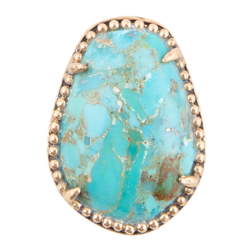 Refined Blue Turquoise Golden Statement Ring Rings La Vie Bien Refined Blue Turquoise Golden Statement Ring