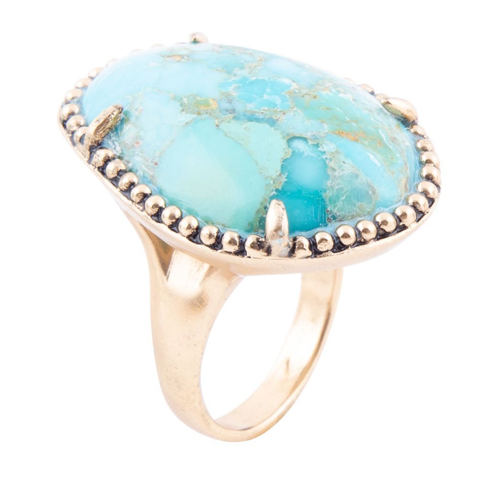 Refined Blue Turquoise Golden Statement Ring Rings La Vie Bien Refined Blue Turquoise Golden Statement Ring