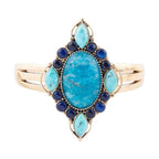 Regal Blue Apatite Mixed Stone Golden Cuff Bracelets by Barse Jewelry