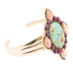 Regalia Blue Turquoise Purple and Orange Coral Golden Cuff Bracelet by Barse Jewelry