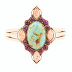 Regalia Blue Turquoise Purple and Orange Coral Golden Cuff Bracelet by Barse Jewelry