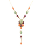 Regalia Blue Turquoise Purple and Orange Coral Golden Y Necklace by Barse Jewelry