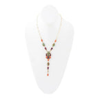 Regalia Blue Turquoise Purple and Orange Coral Golden Y Necklace by Barse Jewelry