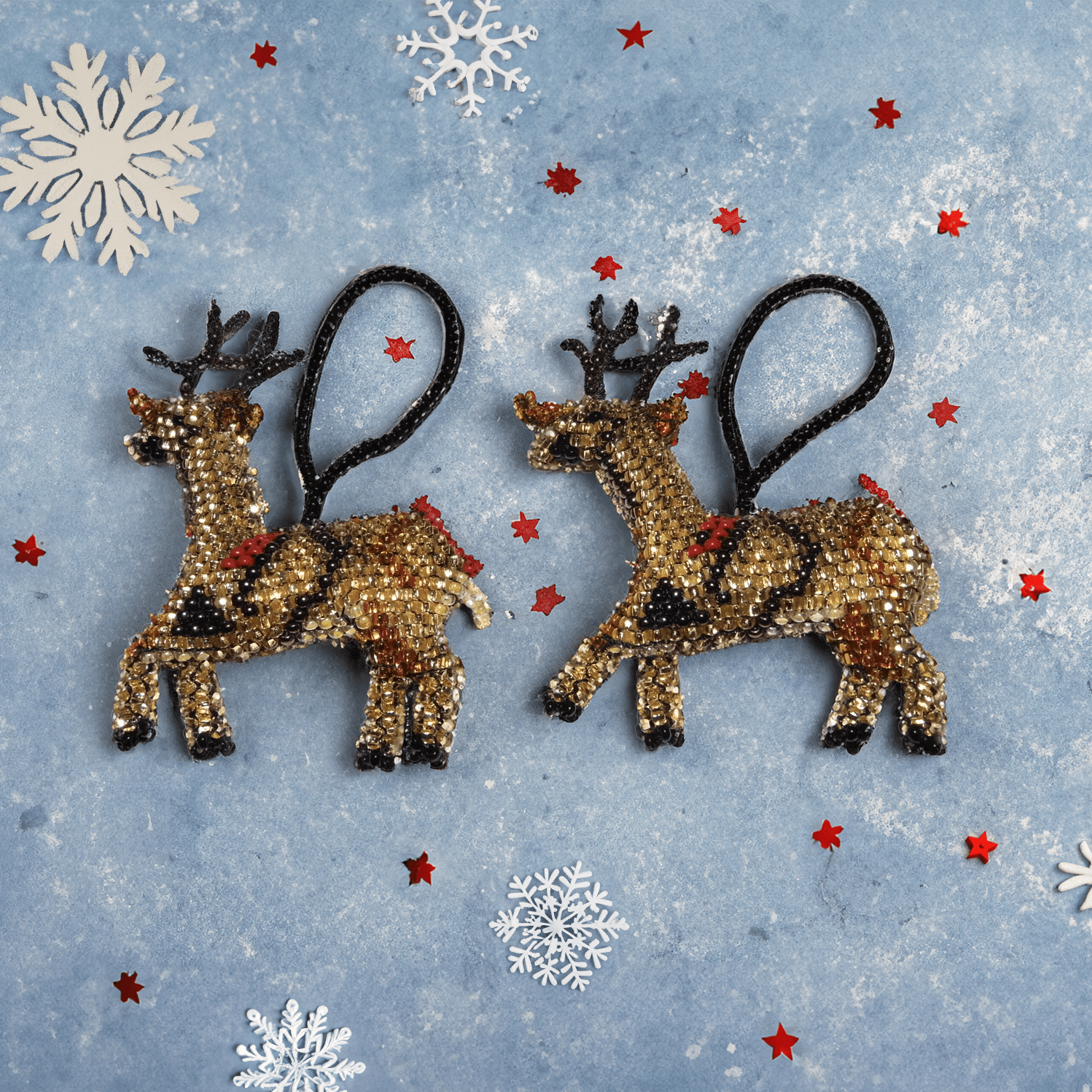 Reindeer Seed Bead Ornament - Guatemala Decor La Vie Bien Reindeer Seed Bead Ornament - Guatemala