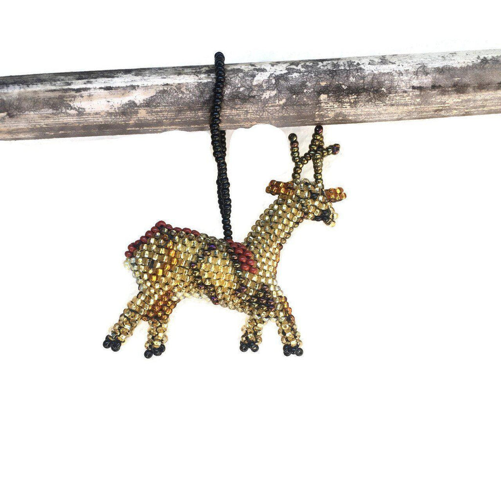 Reindeer Seed Bead Ornament - Guatemala Decor La Vie Bien Reindeer Seed Bead Ornament - Guatemala