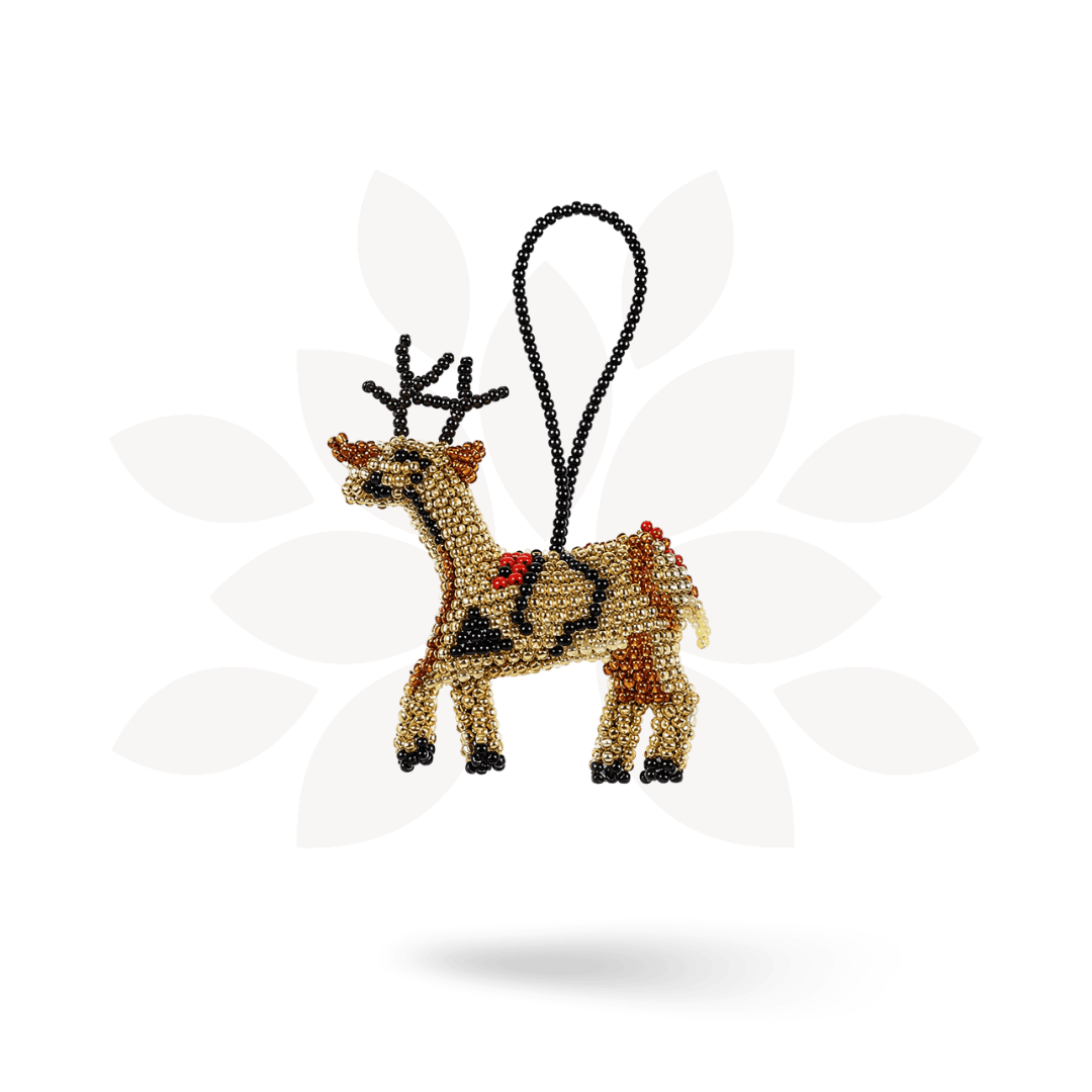Reindeer Seed Bead Ornament - Guatemala Decor La Vie Bien Reindeer Seed Bead Ornament - Guatemala