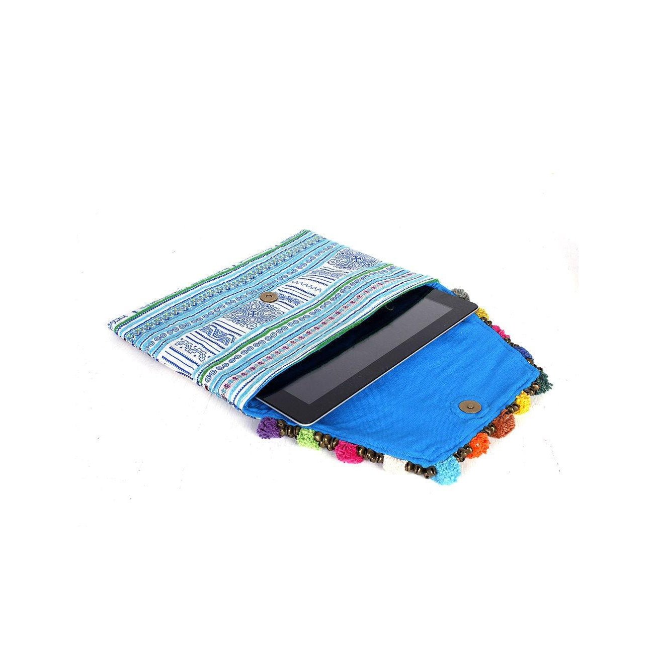 Repurposed Pom Poms and Bells Vintage Hmong Clutch - Thailand Bags La Vie Bien Repurposed Pom Poms and Bells Vintage Hmong Clutch - Thailand