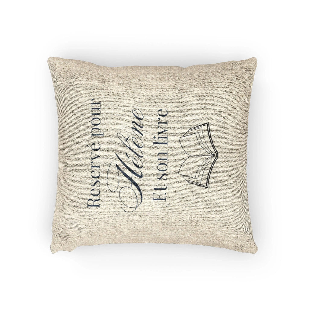 Réservé pour (nom) et son livre Woven Pillow, Book Lover Cross-Stitch Design by Printify