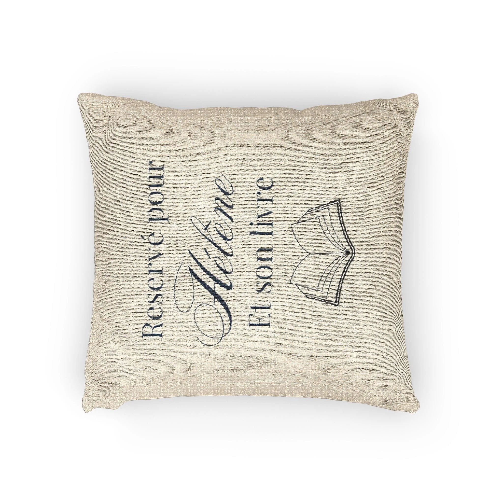 Réservé pour (nom) et son livre Woven Pillow, Book Lover Cross-Stitch Design by Printify