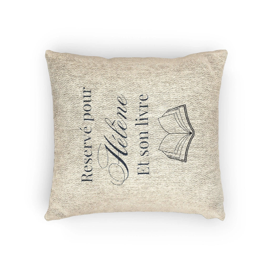 Réservé pour (nom) et son livre Woven Pillow, Book Lover Cross-Stitch Design by Printify