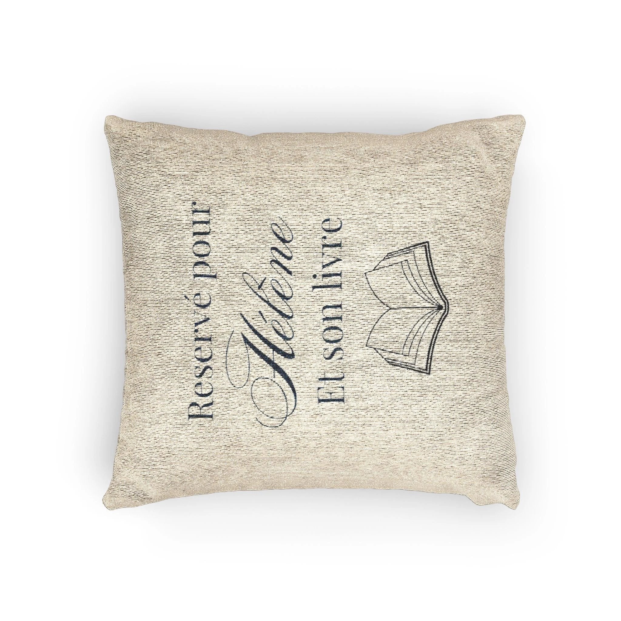 Réservé pour (nom) et son livre Woven Pillow, Book Lover Cross-Stitch Design by Printify