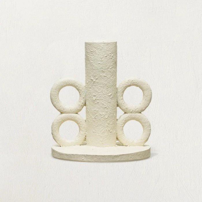 Resin Taper Candle Holder with Handles, Volcano Finish by White Cliff Studio