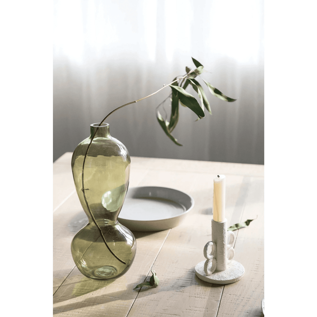 Resin Taper Candle Holder with Handles, Volcano Finish by White Cliff Studio