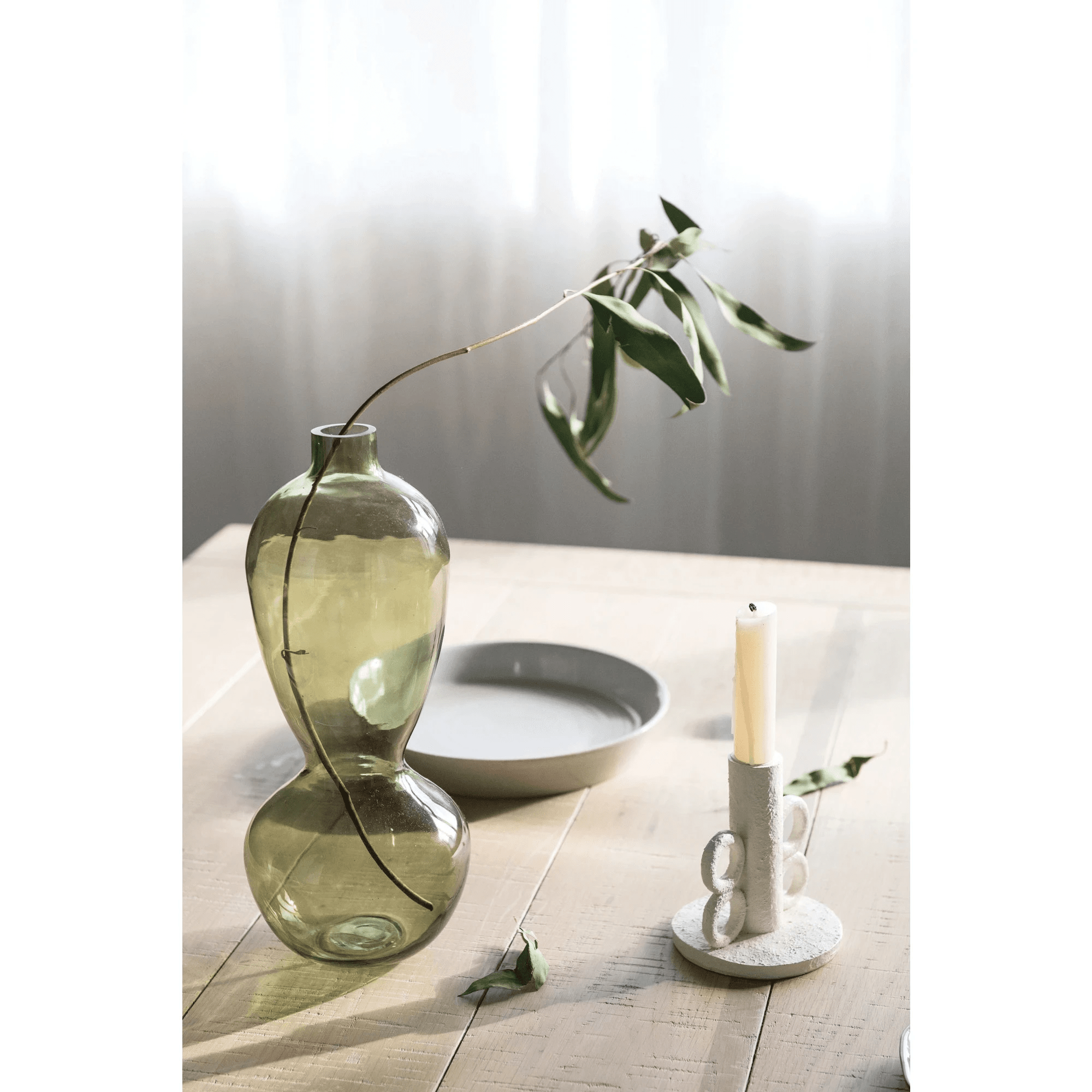 Resin Taper Candle Holder with Handles, Volcano Finish by White Cliff Studio