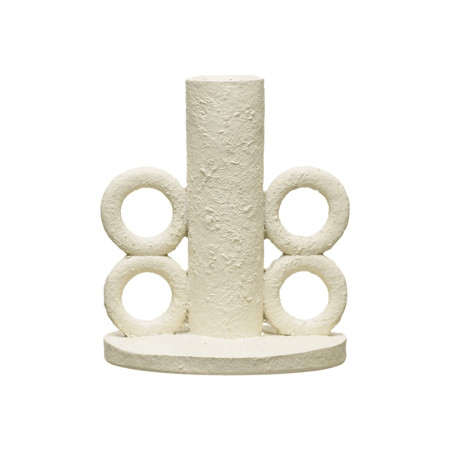 Resin Taper Candle Holder with Handles, Volcano Finish by White Cliff Studio