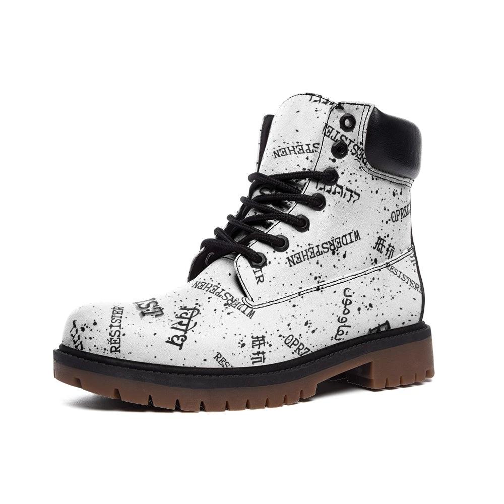 RESIST faux Leather Lightweight black and white boots