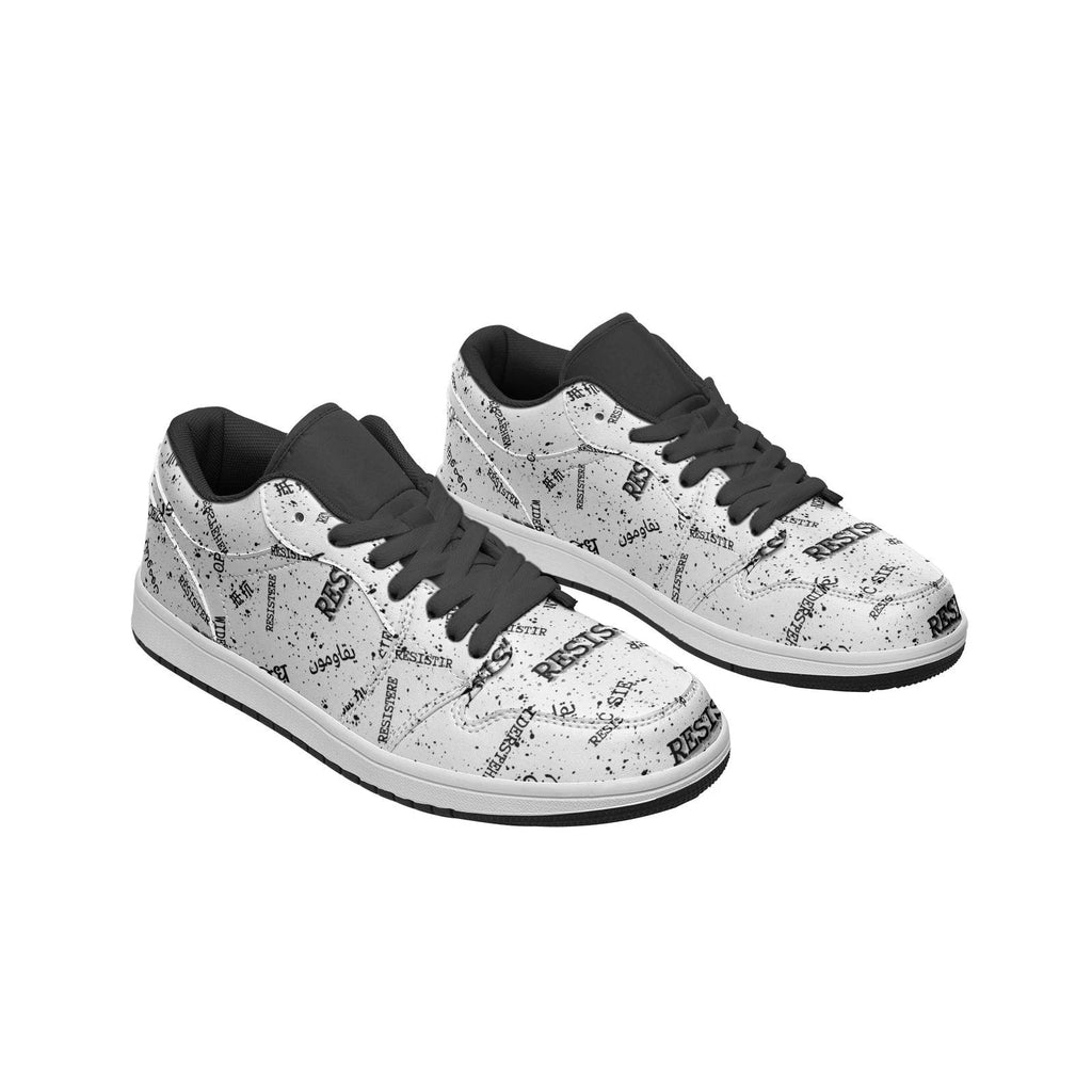 RESIST multilingual Unisex Low Top Leather Sneakers for protests, activism