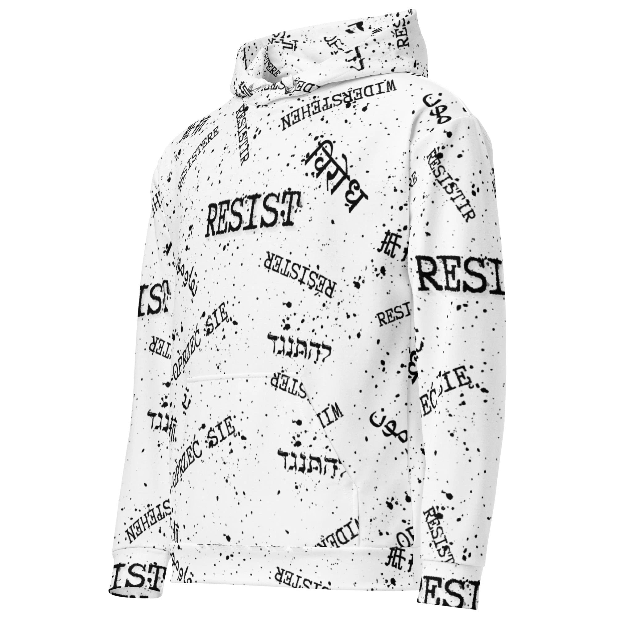 RESIST oprzeć się resistir multilingual Unisex cotton hoodie for polyglot activists