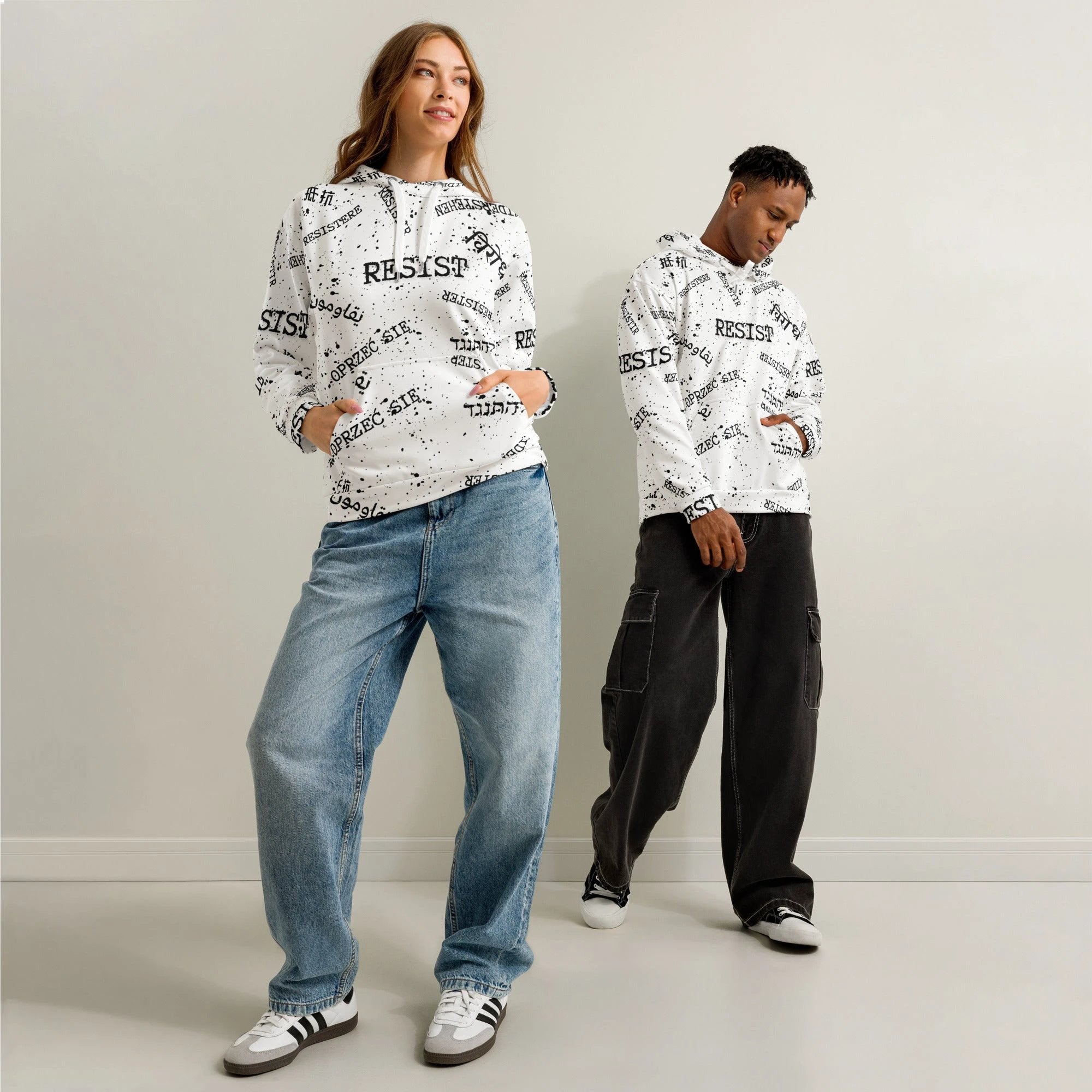 RESIST oprzeć się resistir multilingual Unisex cotton hoodie for polyglot activists