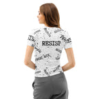 RESIST oprzeć się resistir multilingual Women’s cotton crew neck t-shirt for polyglot activists