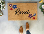 Resist Political Doormat with Flowers by Nickel Designs Custom Doormats