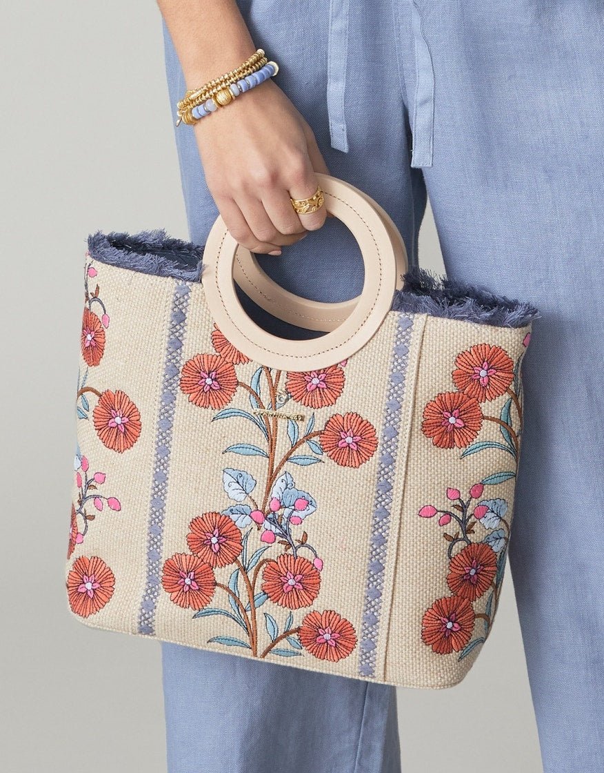 Resort Tote - Oyster Factory Floral Sprigs Purses & Bags La Vie Bien Resort Tote - Oyster Factory Floral Sprigs