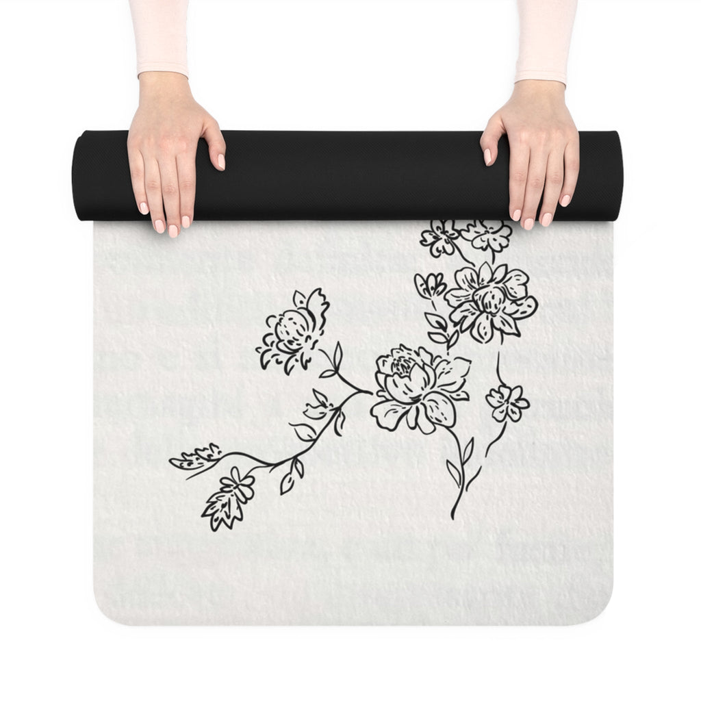 Respirer French Definition Floral Rubber Yoga Mat, Breathe floral Typography Mat Home Decor La Vie Bien Respirer French Definition Floral Rubber Yoga Mat, Breathe floral Typography Mat