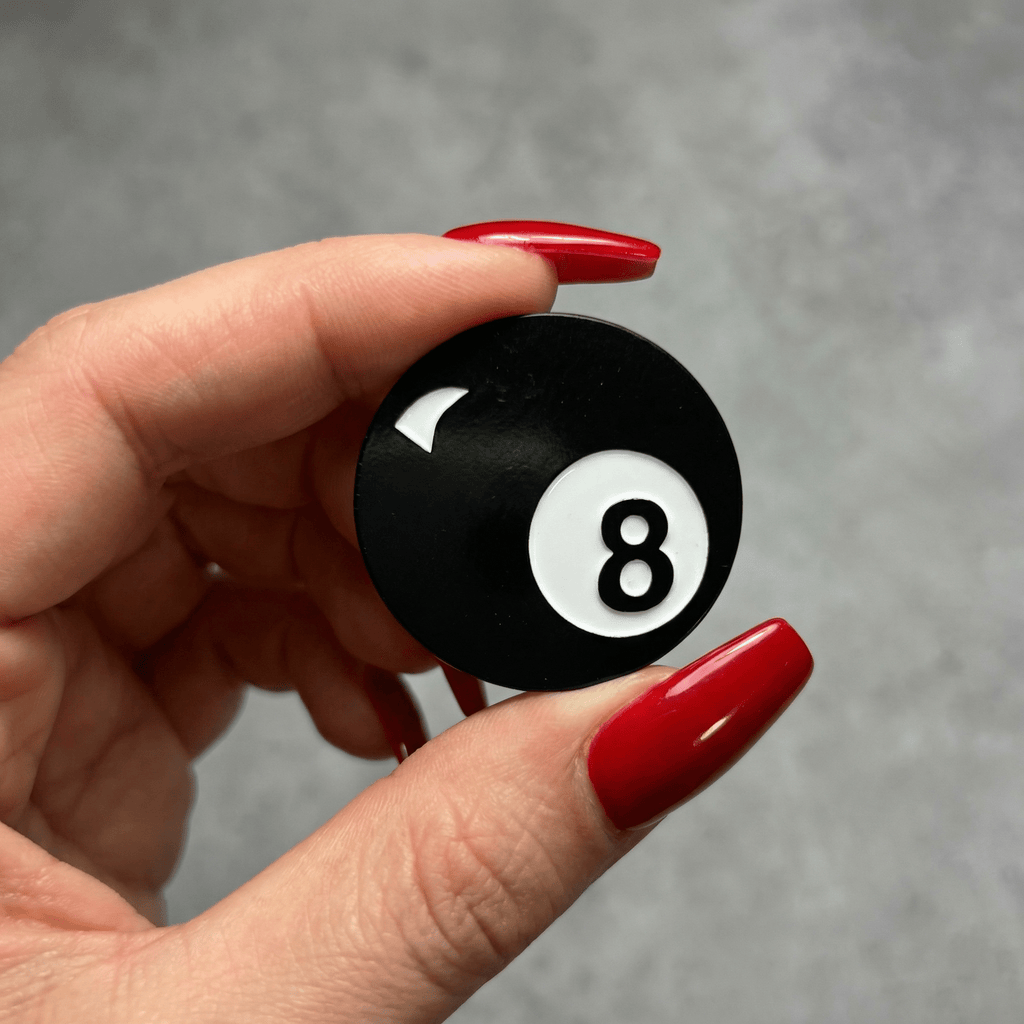 Retro 8 Ball Pin 1.4" Stylish Metal Alloy Brooch | Billiards Ball in Black and White Brooches & Lapel Pins La Vie Bien Retro 8 Ball Pin 1.4" Stylish Metal Alloy Brooch | Billiards Ball in Black and White