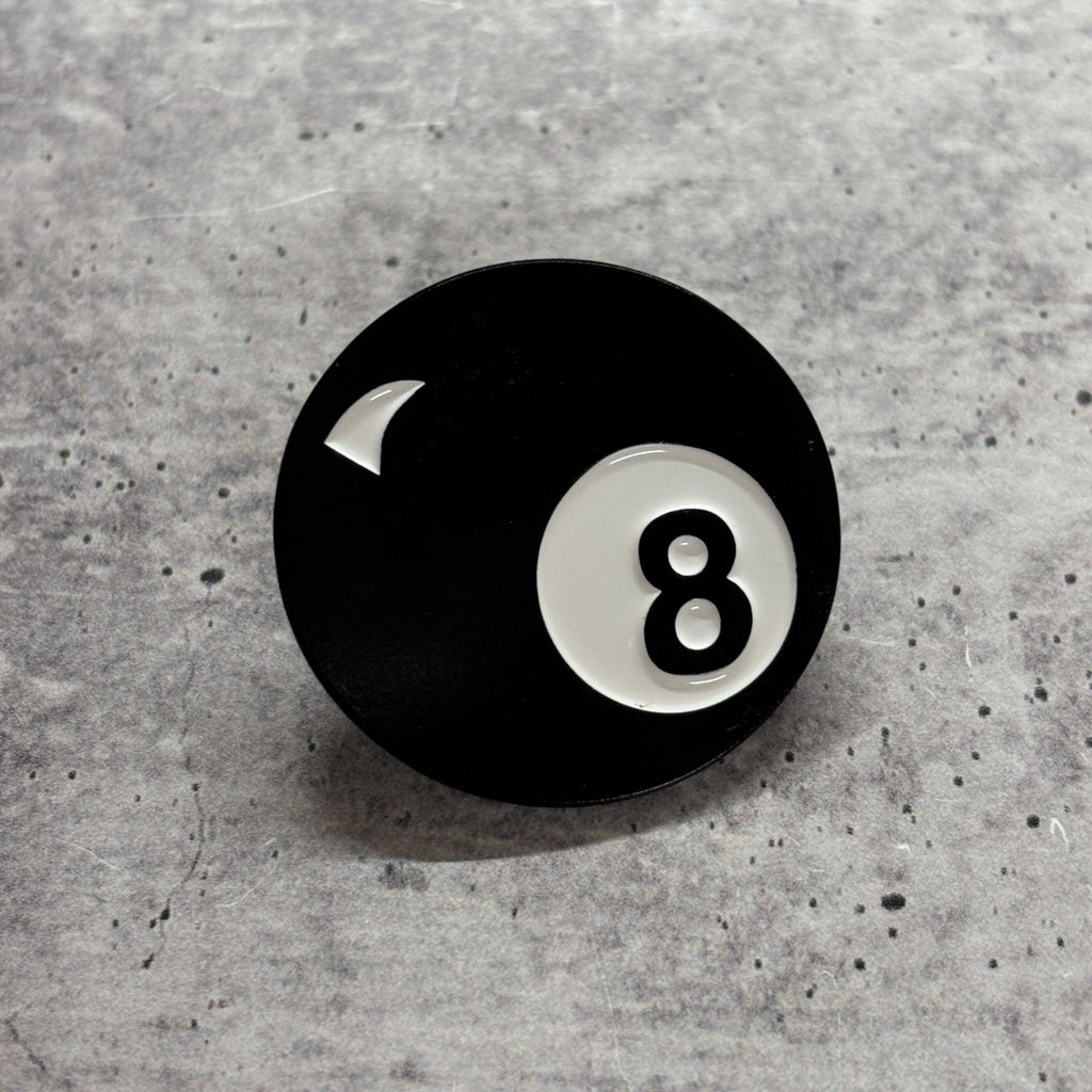 Retro 8 Ball Pin 1.4" Stylish Metal Alloy Brooch | Billiards Ball in Black and White Brooches & Lapel Pins La Vie Bien Retro 8 Ball Pin 1.4" Stylish Metal Alloy Brooch | Billiards Ball in Black and White