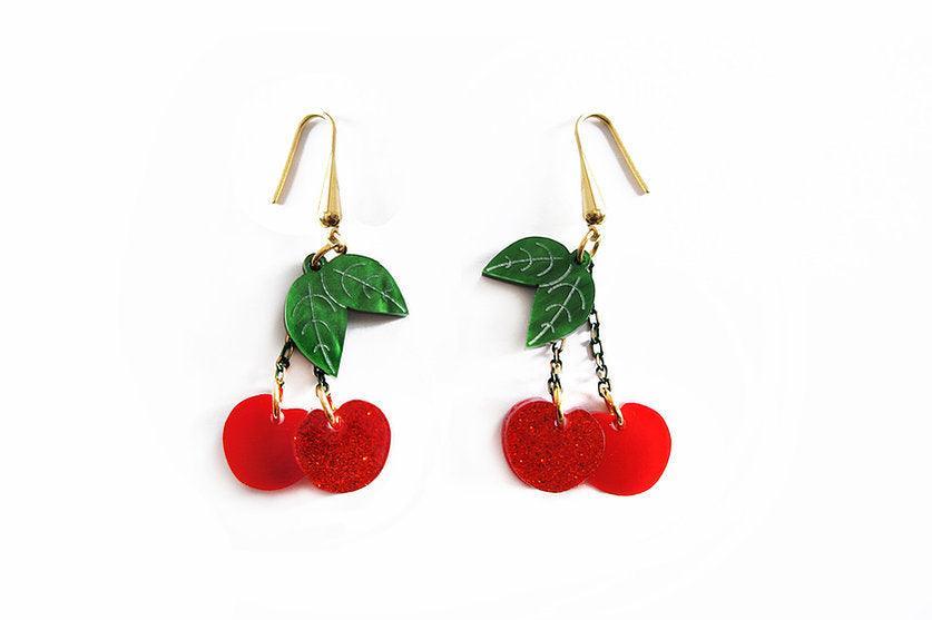 Retro Cherry Statement Earrings by Laliblue Brooches & Lapel Pins La Vie Bien Retro Cherry Statement Earrings by Laliblue