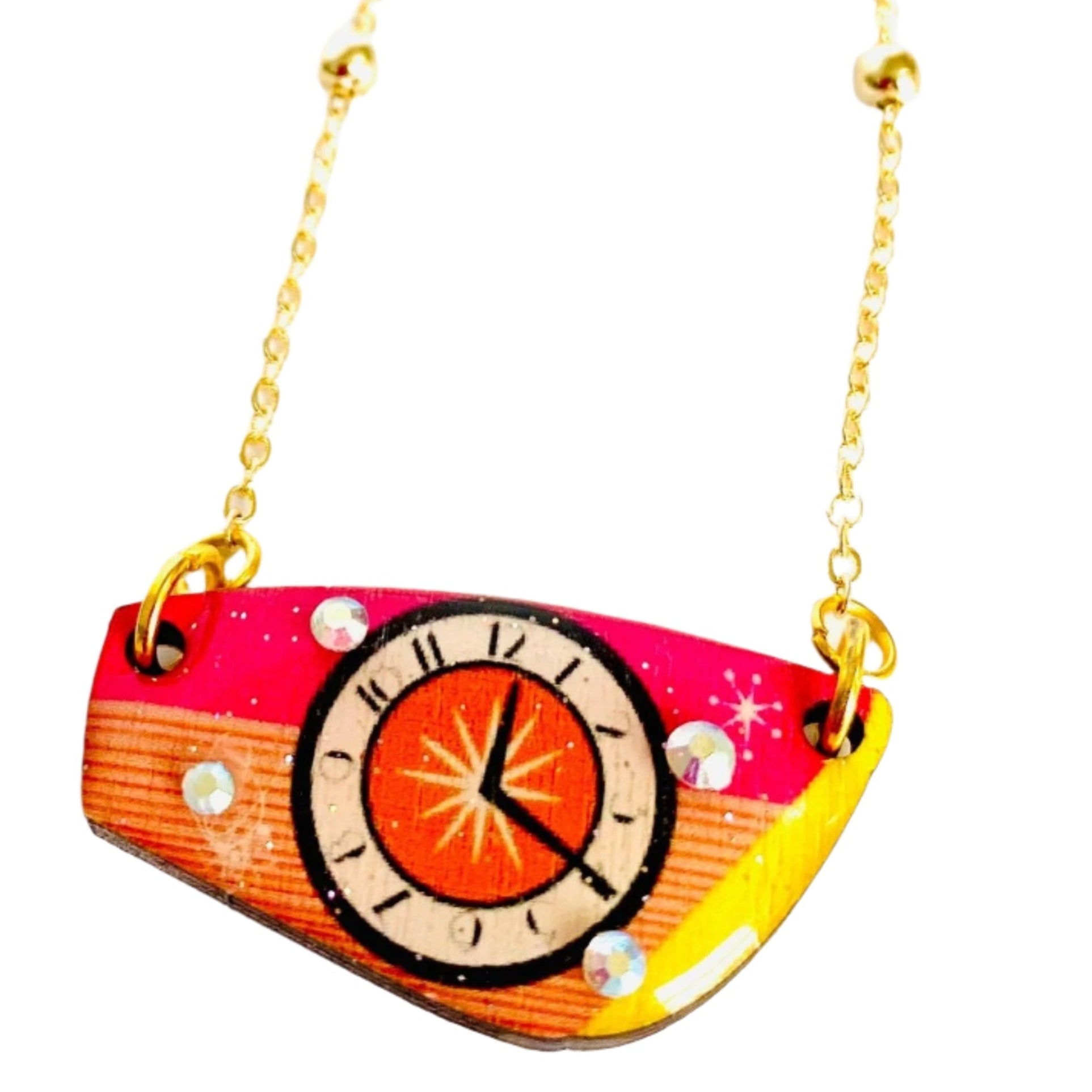 Retro Clock Necklace by Rosie Rose Parker Necklaces La Vie Bien Retro Clock Necklace by Rosie Rose Parker