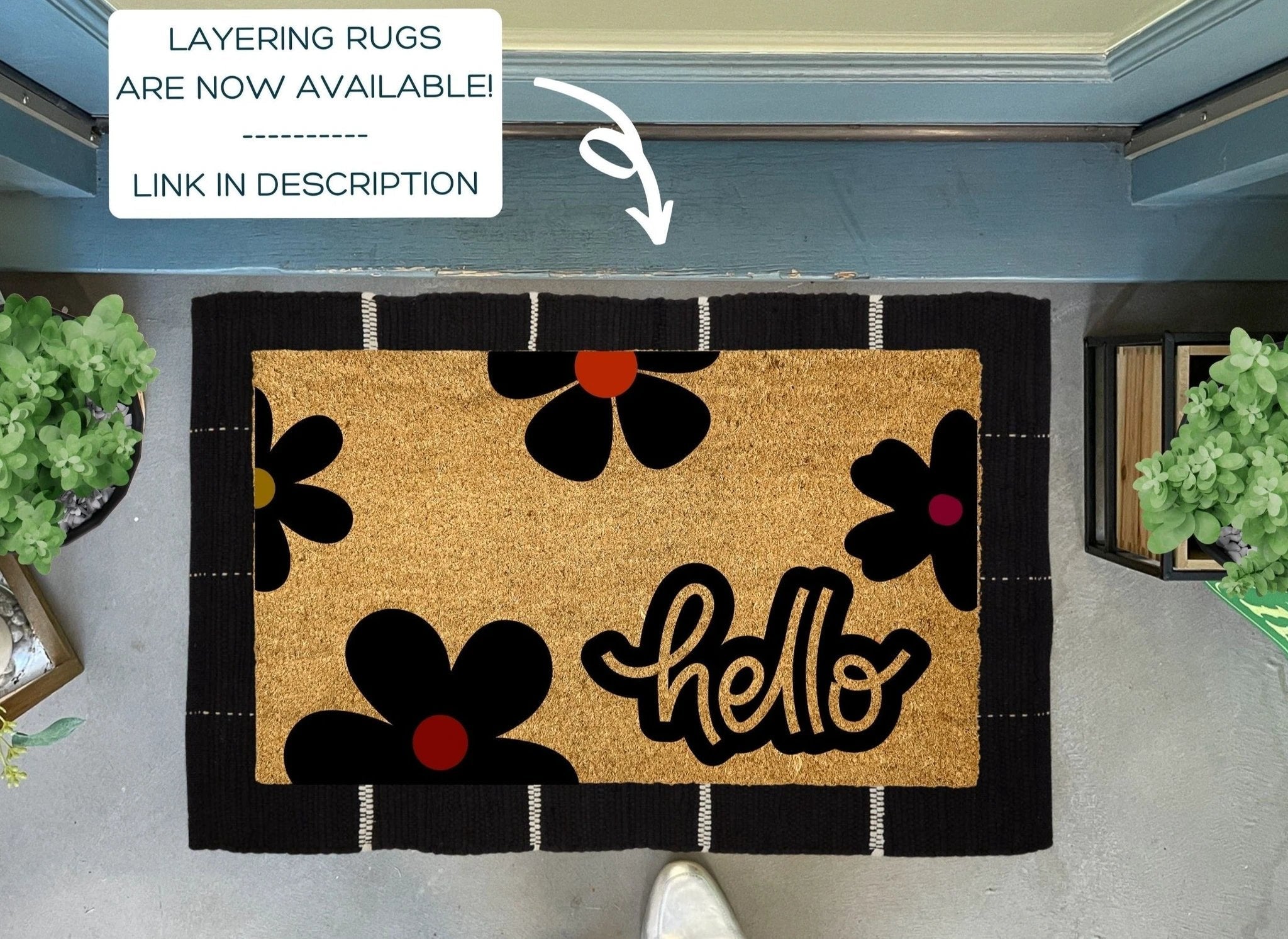 Retro Daisy Doormat by Nickel Designs Custom Doormats