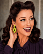 Retro Diamond Dangle Earrings by Lipstick & Chrome - GREEN Earrings La Vie Bien Retro Diamond Dangle Earrings by Lipstick & Chrome - GREEN