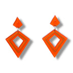 Retro Diamond Dangle Earrings by Lipstick & Chrome - Orange Earrings La Vie Bien Retro Diamond Dangle Earrings by Lipstick & Chrome - Orange
