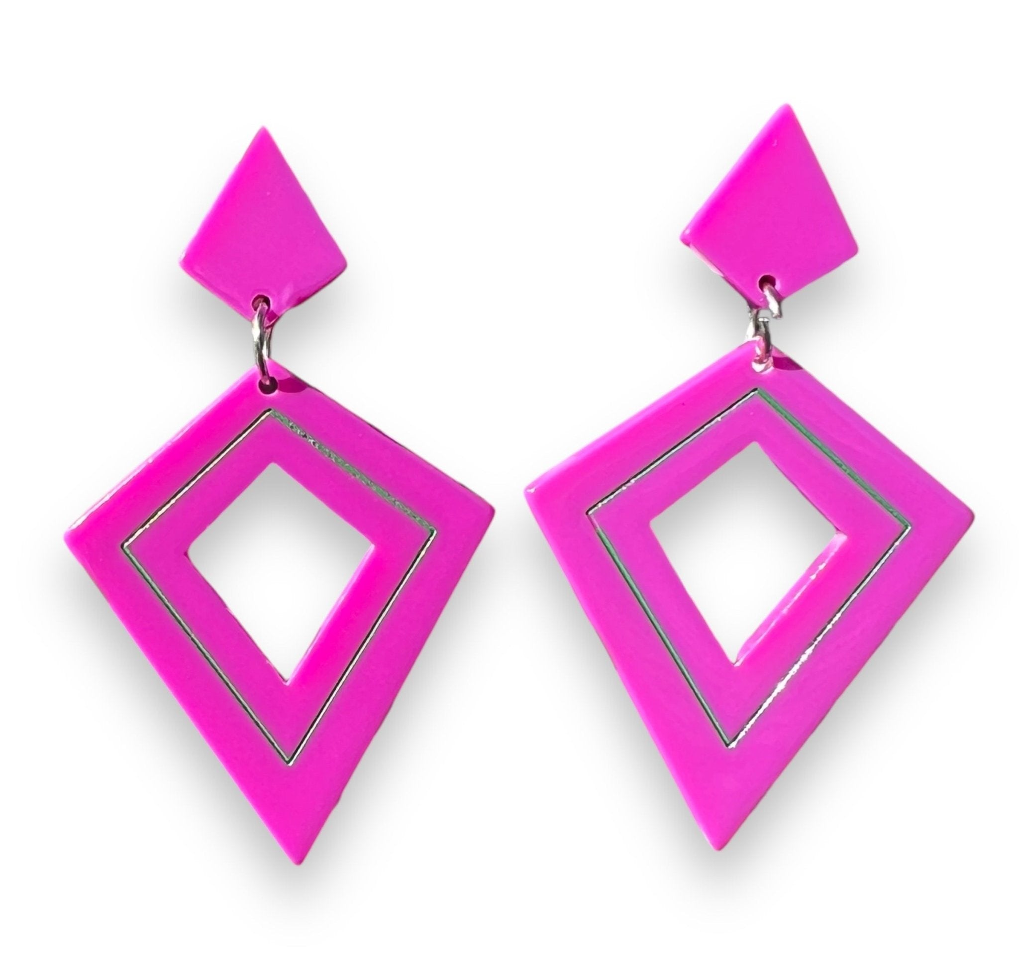 Retro Diamond Dangle Earrings by Lipstick & Chrome - PLUM Earrings La Vie Bien Retro Diamond Dangle Earrings by Lipstick & Chrome - PLUM