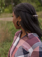 Retro Horn and Brass Blocked Hoops - Large