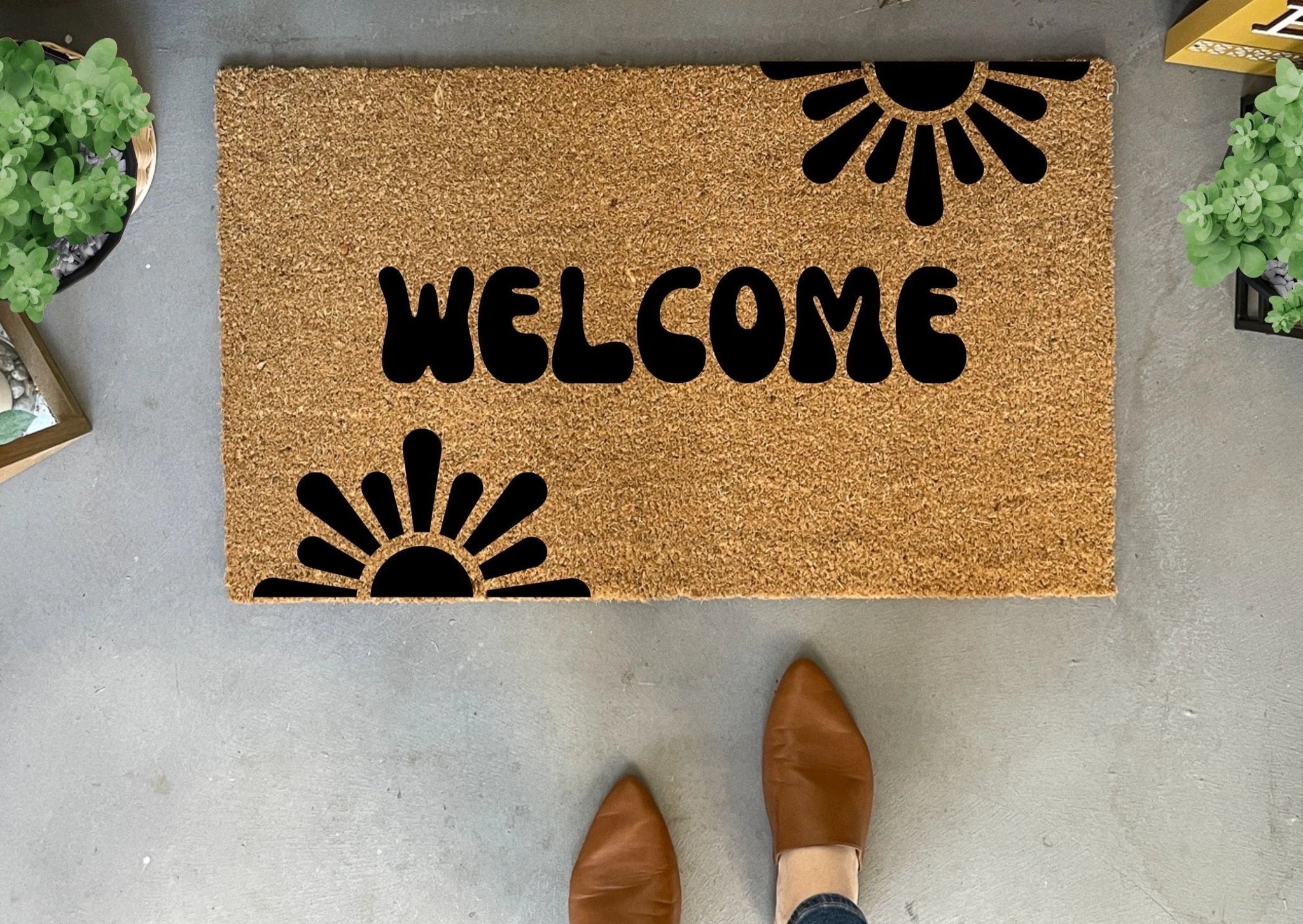 Retro Style Starburst Doormat by Nickel Designs Custom Doormats