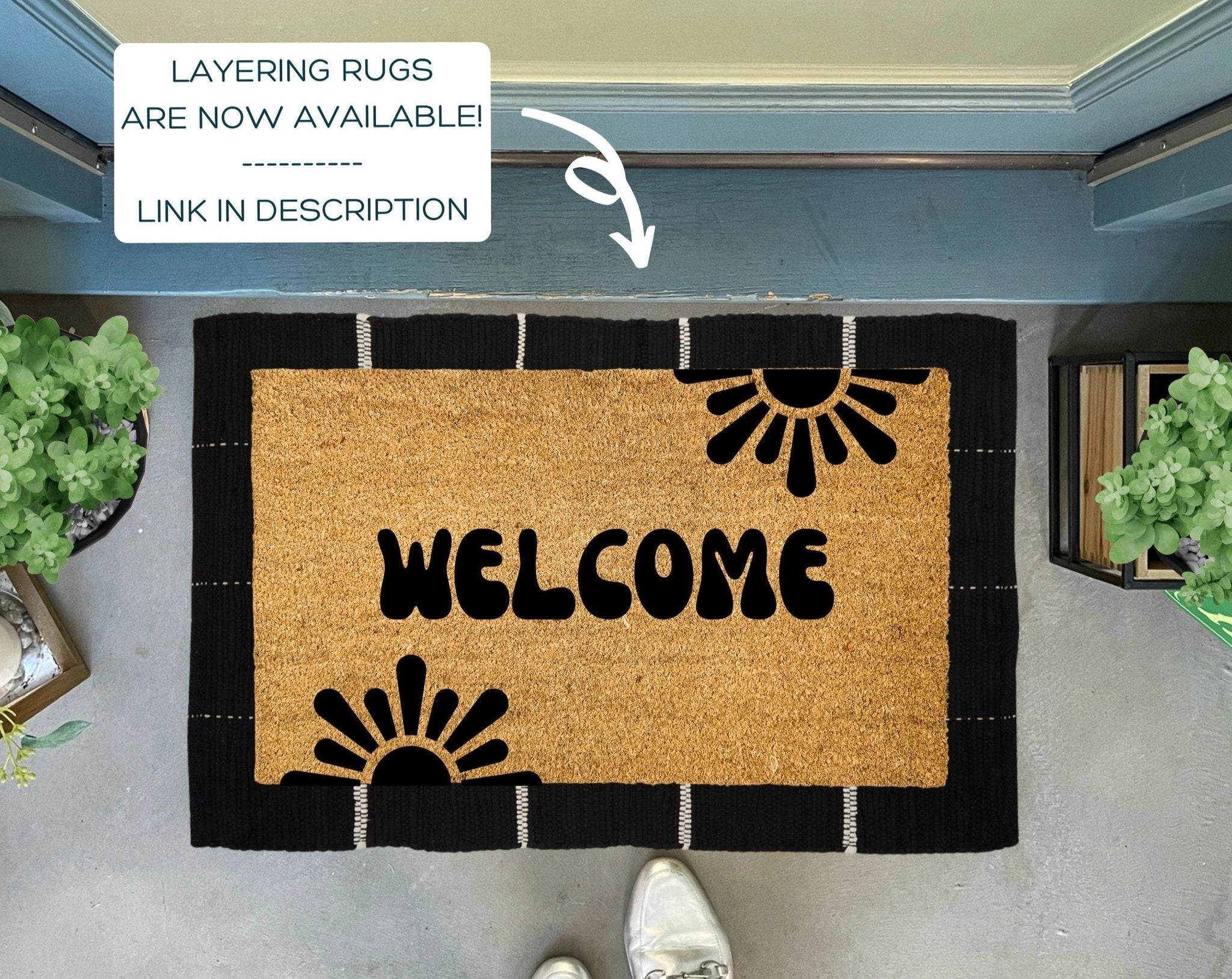 Retro Style Starburst Doormat by Nickel Designs Custom Doormats