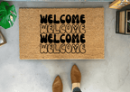 Retro Style Welcome Doormat by Nickel Designs Custom Doormats
