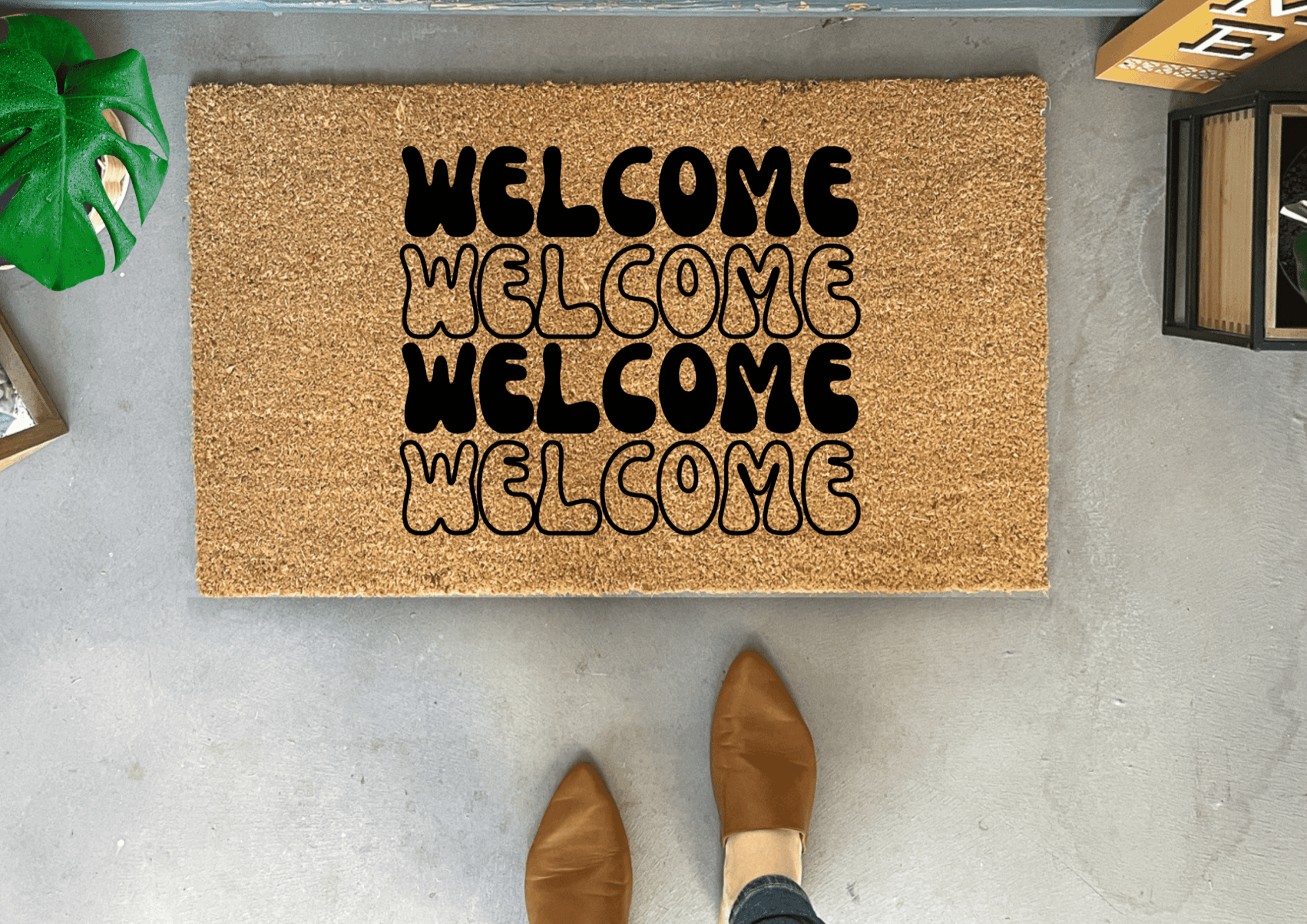 Retro Style Welcome Doormat by Nickel Designs Custom Doormats