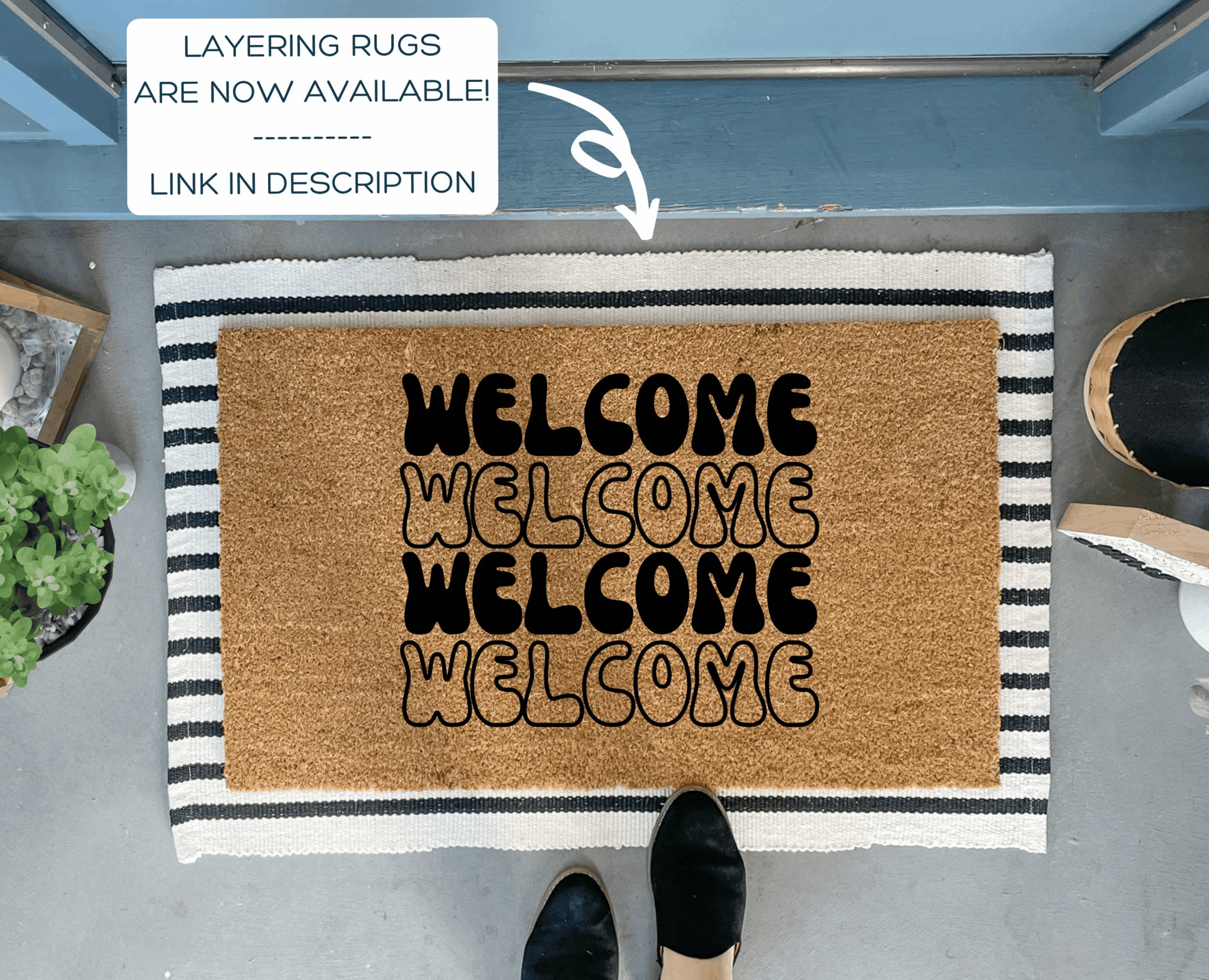 Retro Style Welcome Doormat by Nickel Designs Custom Doormats