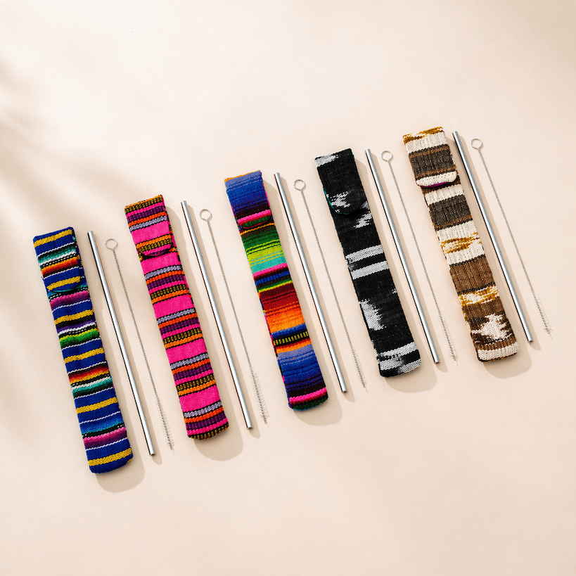 Reusable Sustainable Straw Kit with Straw and Cleaner - Guatemala Accessories La Vie Bien Reusable Sustainable Straw Kit with Straw and Cleaner - Guatemala