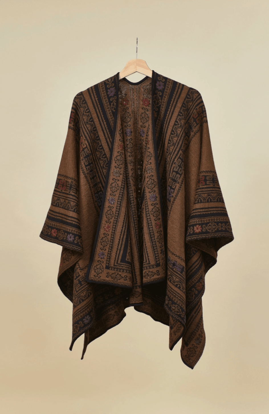Reversible Alpaca Cape | Hand Embroidery | Shawl Apparel La Vie Bien Reversible Alpaca Cape | Hand Embroidery | Shawl