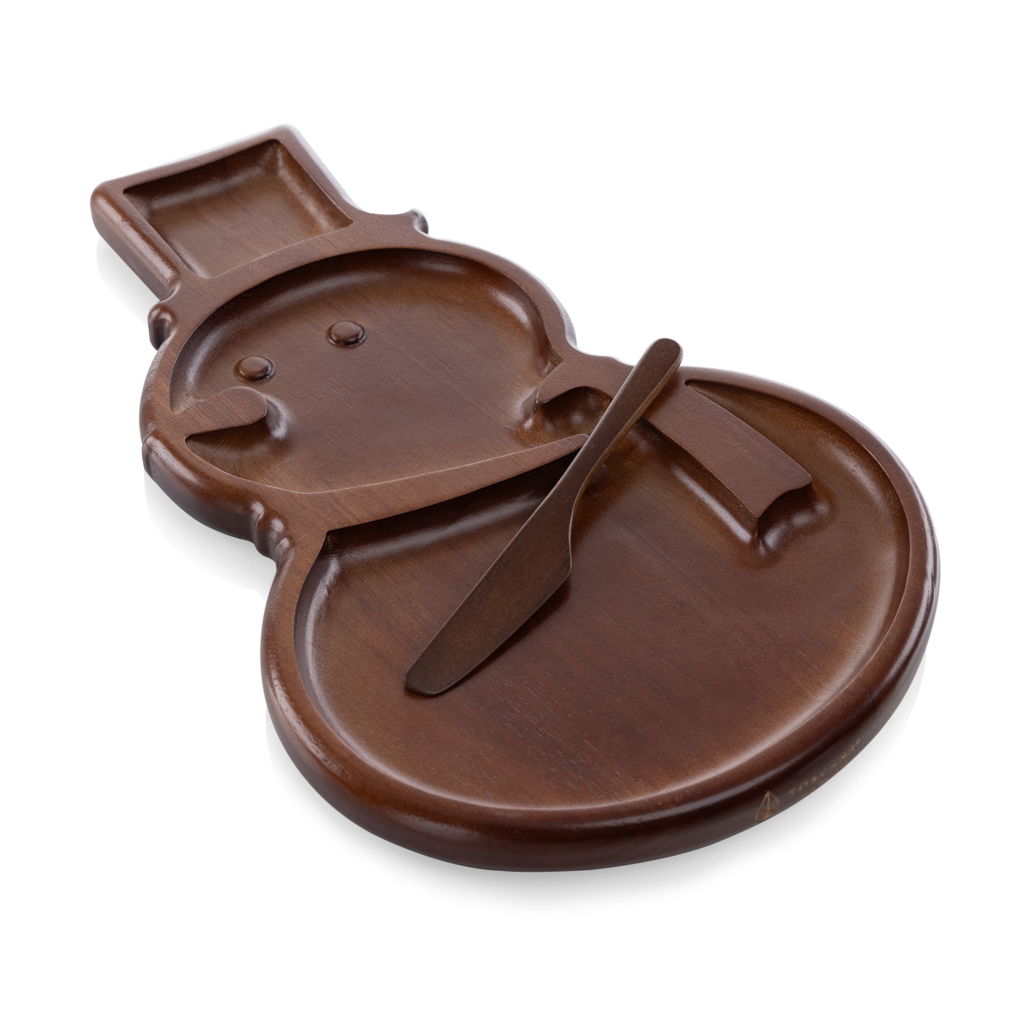 Reversible Snowman Sectioned Serving Tray with Knife Core La Vie Bien Reversible Snowman Sectioned Serving Tray with Knife