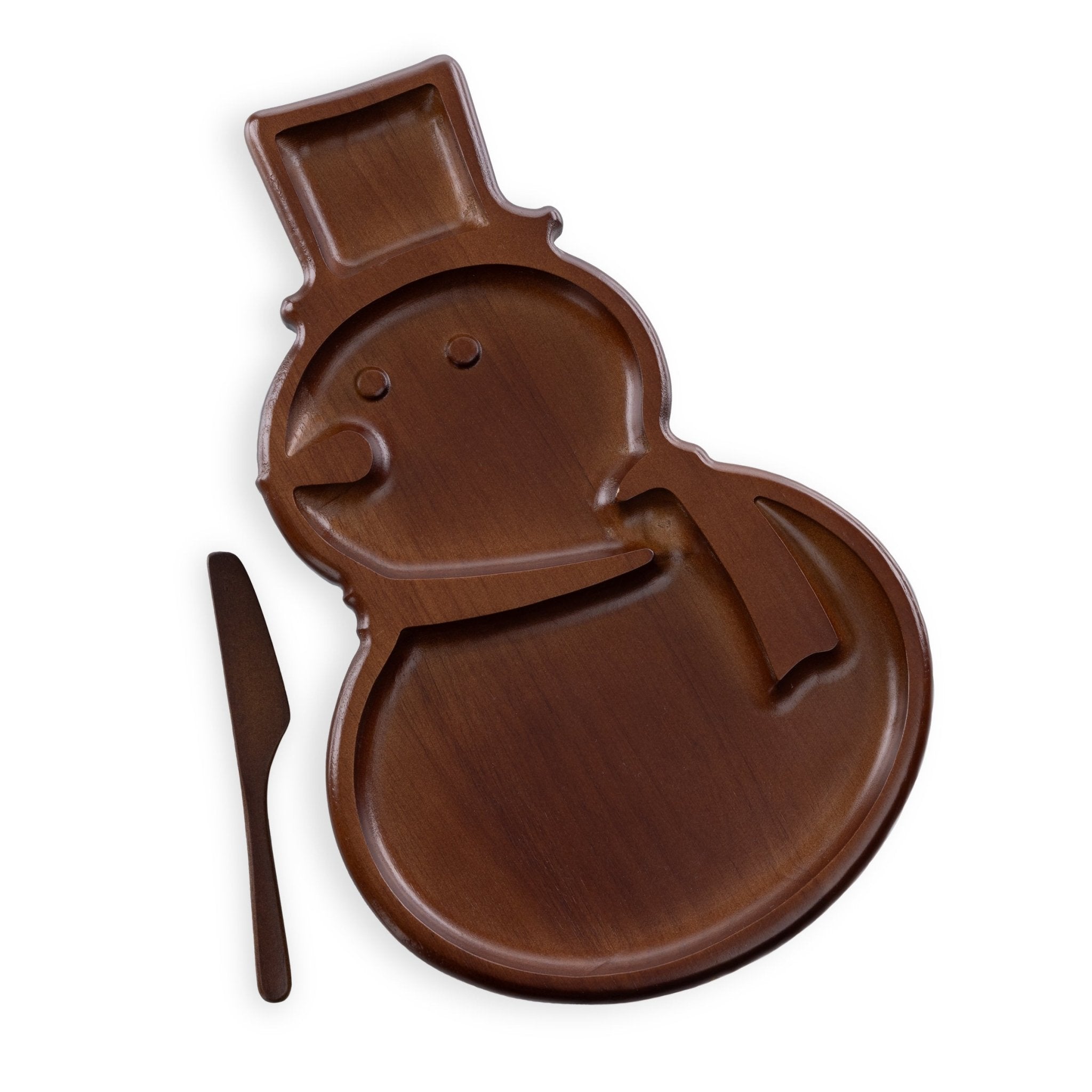 Reversible Snowman Sectioned Serving Tray with Knife Core La Vie Bien Reversible Snowman Sectioned Serving Tray with Knife