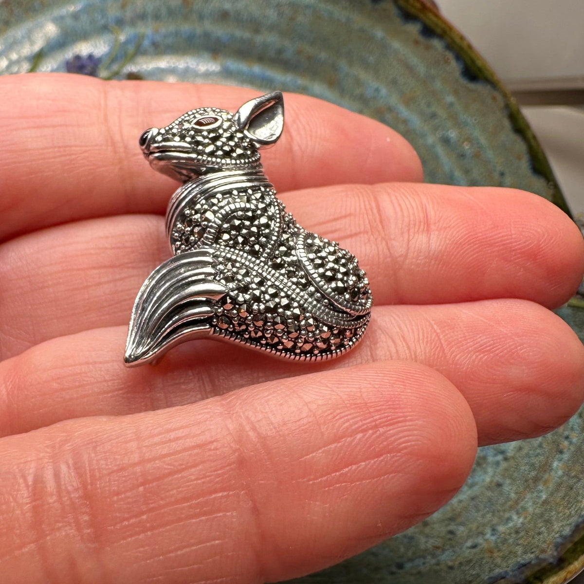 Reynard Marcasite Fox Necklace in Sterling Silver Brooch La Vie Bien Reynard Marcasite Fox Necklace in Sterling Silver