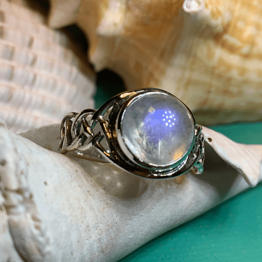Rhianna Celtic Knot Moonstone Ring in Sterling Silver Ring La Vie Bien Rhianna Celtic Knot Moonstone Ring in Sterling Silver