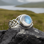 Rhianna Celtic Knot Moonstone Ring in Sterling Silver Ring La Vie Bien Rhianna Celtic Knot Moonstone Ring in Sterling Silver