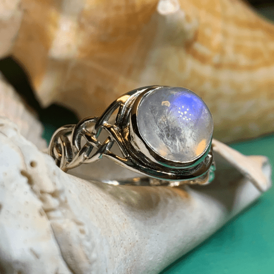 Rhianna Celtic Knot Moonstone Ring in Sterling Silver Ring La Vie Bien Rhianna Celtic Knot Moonstone Ring in Sterling Silver