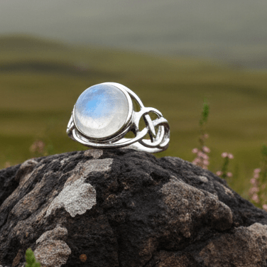 Rhianna Celtic Knot Moonstone Ring in Sterling Silver Ring La Vie Bien Rhianna Celtic Knot Moonstone Ring in Sterling Silver